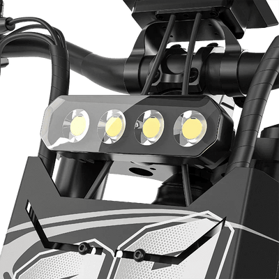 Deepower GT600 electric bike front multi-lamp headlight close-up