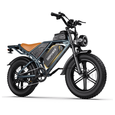 DEEPOWER QS7 electric mountain bike angled front view with wide tires