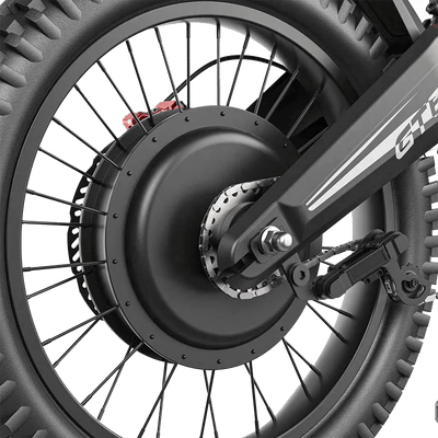 Deepower GT600 rear wheel hub motor and brake system close-up