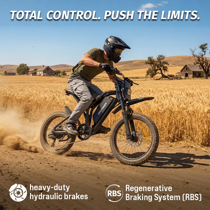 Deepower S21 ebike outdoor off-road riding in wilderness