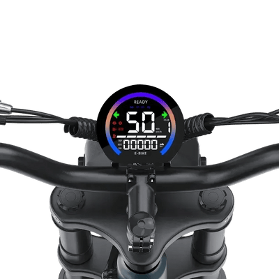 Close-up of DEEPOWER QS7 e-bike handlebar with digital display