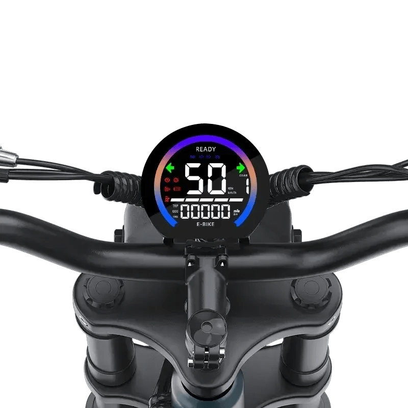 Close-up of DEEPOWER QS7 e-bike handlebar with digital display